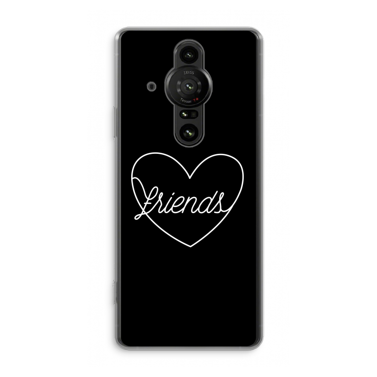 Friends heart black: Sony Xperia Pro-I Transparant Hoesje