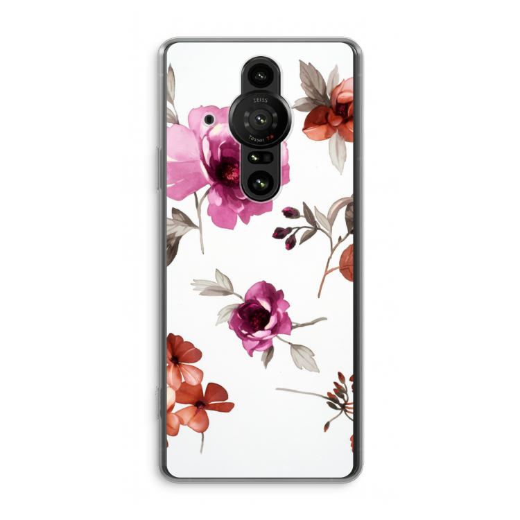 Geschilderde bloemen: Sony Xperia Pro-I Transparant Hoesje