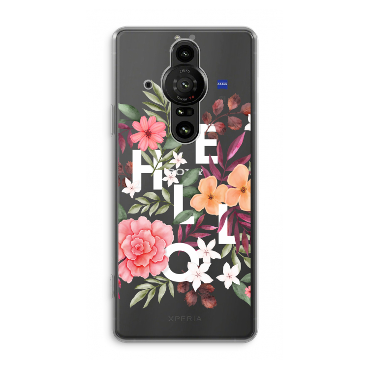 Hello in flowers: Sony Xperia Pro-I Transparant Hoesje