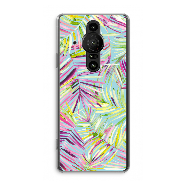Tropical Palms Blue: Sony Xperia Pro-I Transparant Hoesje