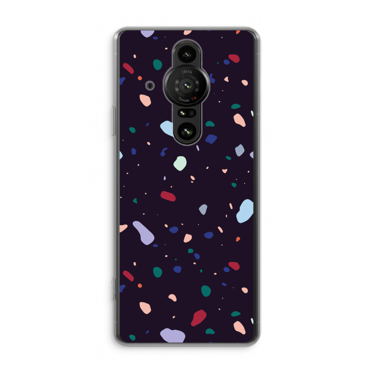 Dark Rounded Terrazzo: Sony Xperia Pro-I Transparant Hoesje