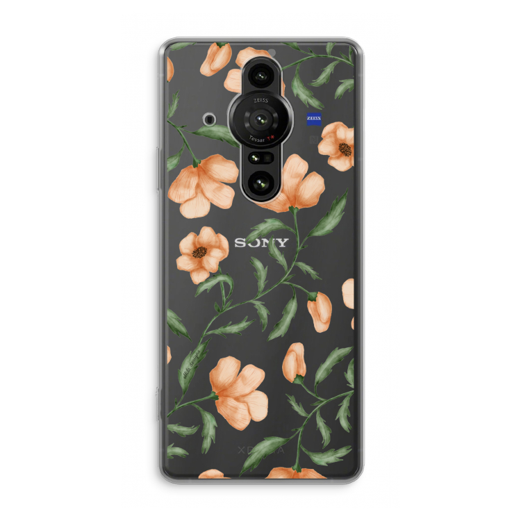 Peachy flowers: Sony Xperia Pro-I Transparant Hoesje