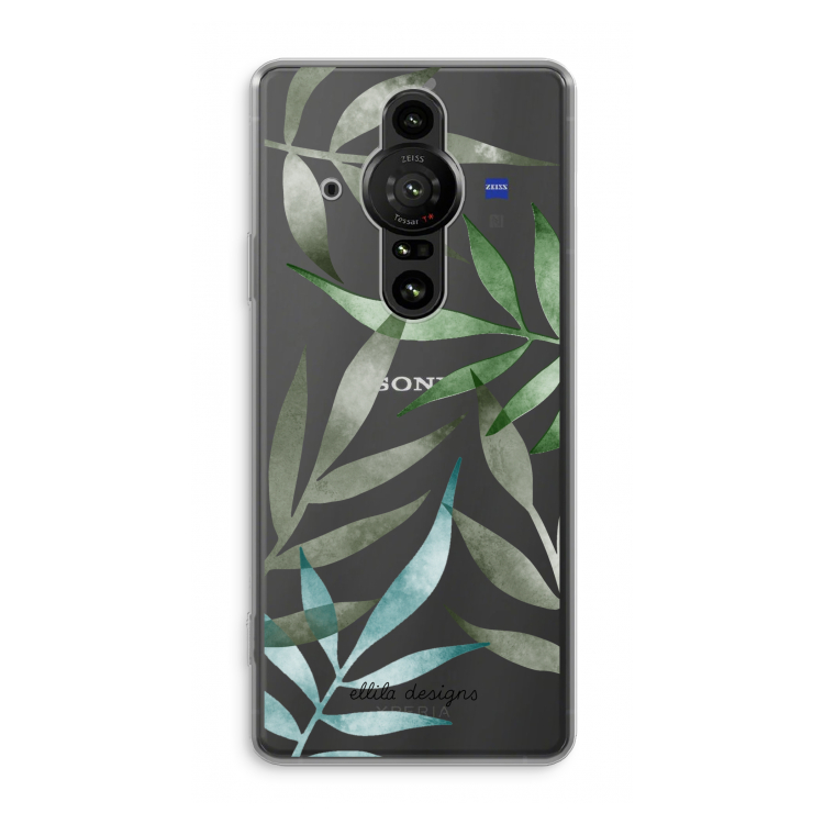 Tropical watercolor leaves: Sony Xperia Pro-I Transparant Hoesje