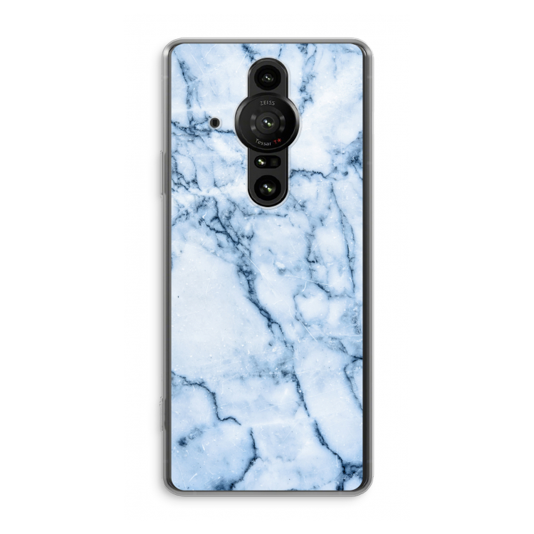 Blauw marmer: Sony Xperia Pro-I Transparant Hoesje