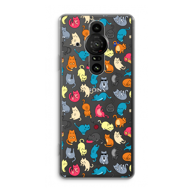 Kleurrijke katten: Sony Xperia Pro-I Transparant Hoesje