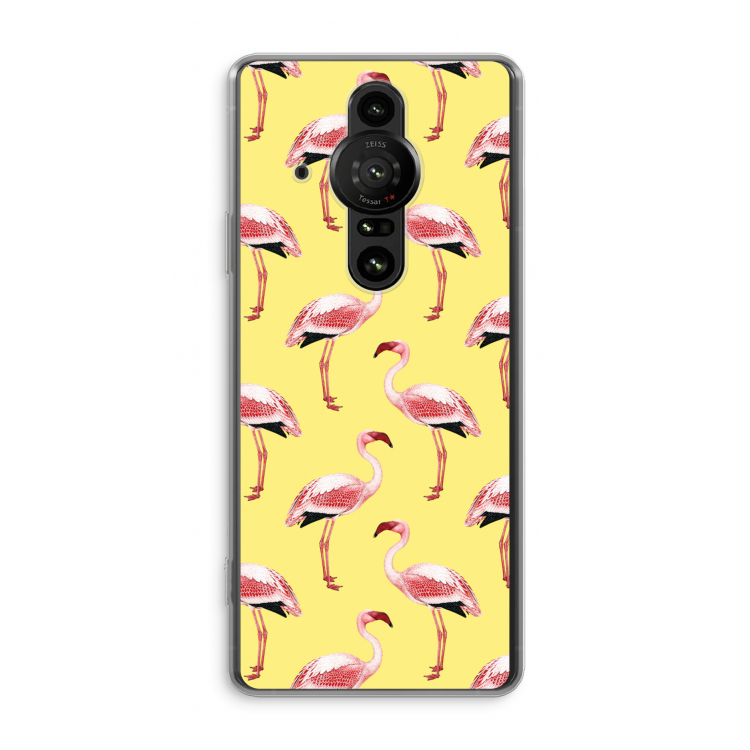 Flamingo's geel: Sony Xperia Pro-I Transparant Hoesje