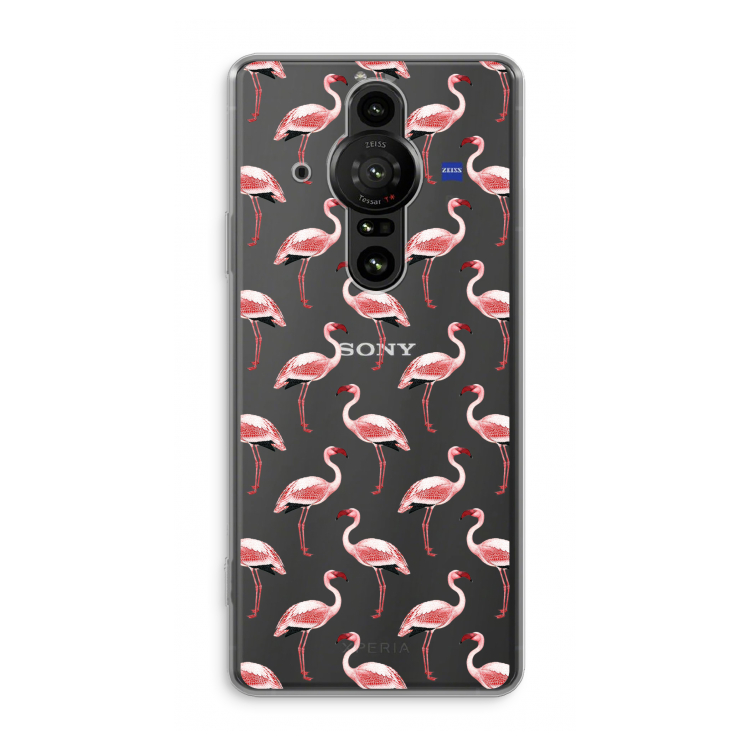Flamingoprint groen: Sony Xperia Pro-I Transparant Hoesje