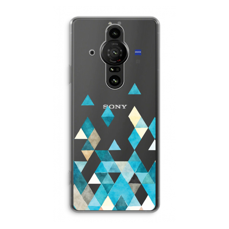 Gekleurde driehoekjes blauw: Sony Xperia Pro-I Transparant Hoesje