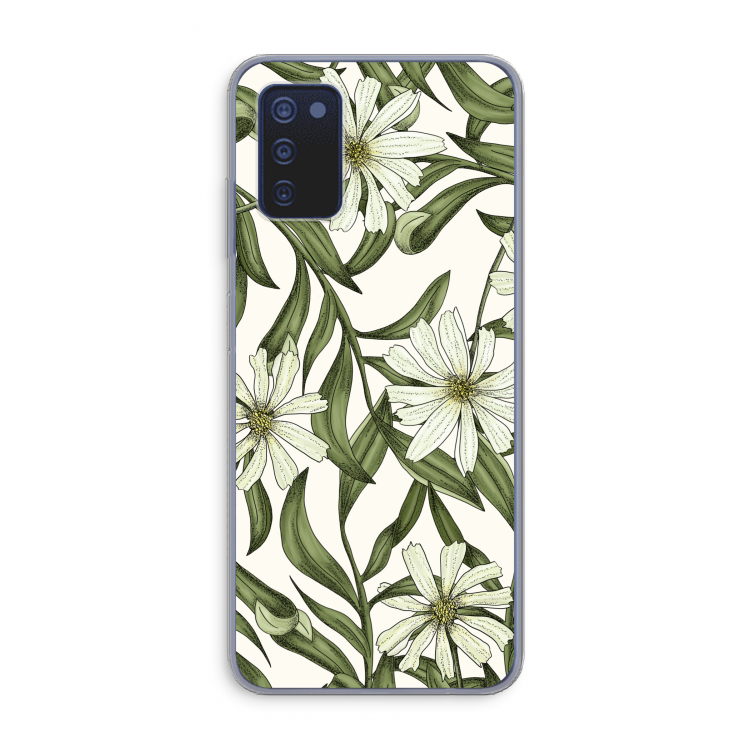 Wit bloemenpatroon: Samsung Galaxy A03s Transparant Hoesje