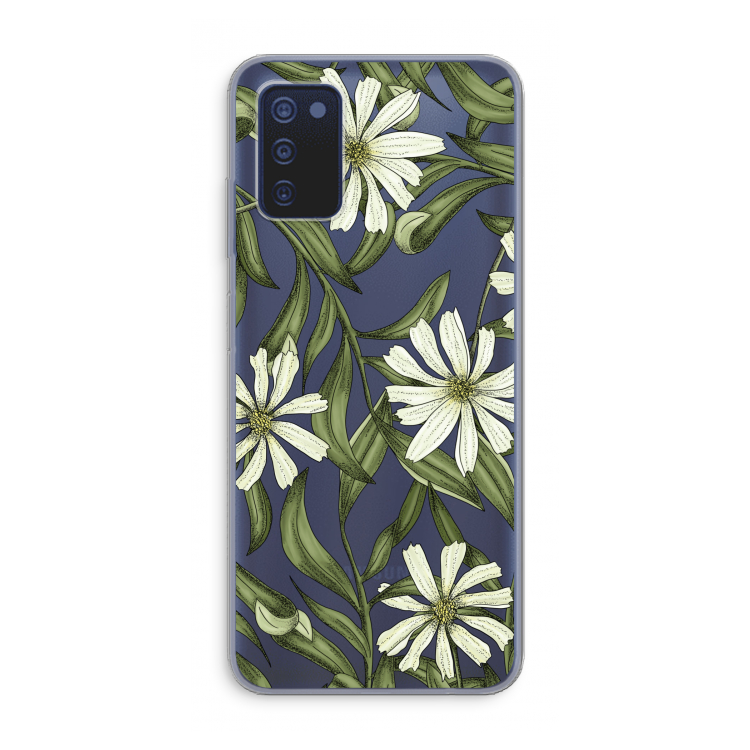Wit bloemenpatroon: Samsung Galaxy A03s Transparant Hoesje