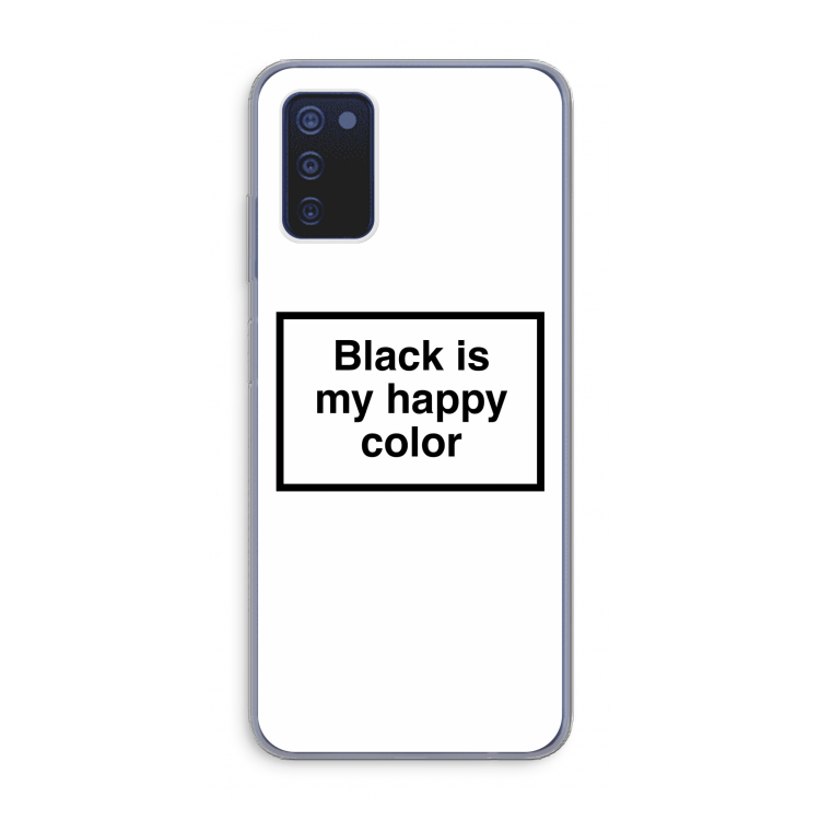 Black is my happy color: Samsung Galaxy A03s Transparant Hoesje