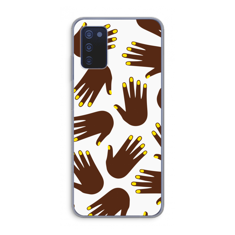 Hands dark: Samsung Galaxy A03s Transparant Hoesje