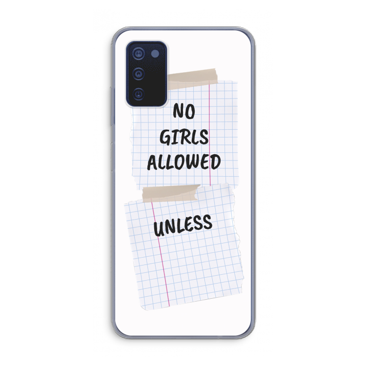 No Girls Allowed Unless: Samsung Galaxy A03s Transparant Hoesje