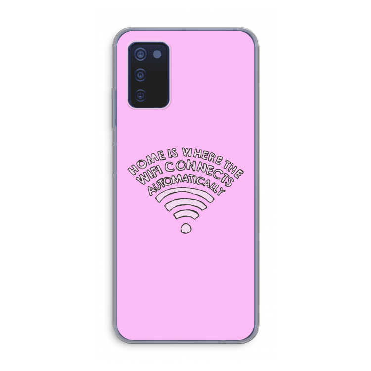Home Is Where The Wifi Is: Samsung Galaxy A03s Transparant Hoesje
