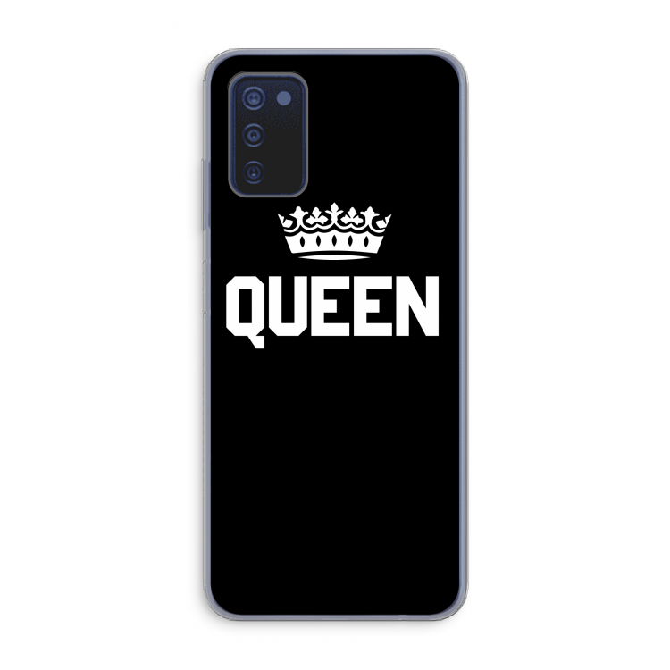 Queen zwart: Samsung Galaxy A03s Transparant Hoesje
