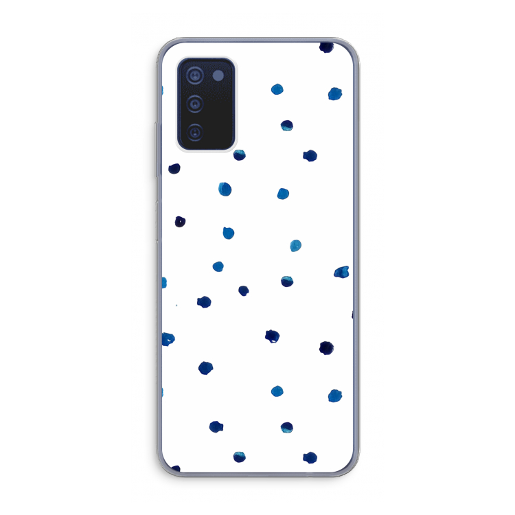 Blauwe stippen: Samsung Galaxy A03s Transparant Hoesje