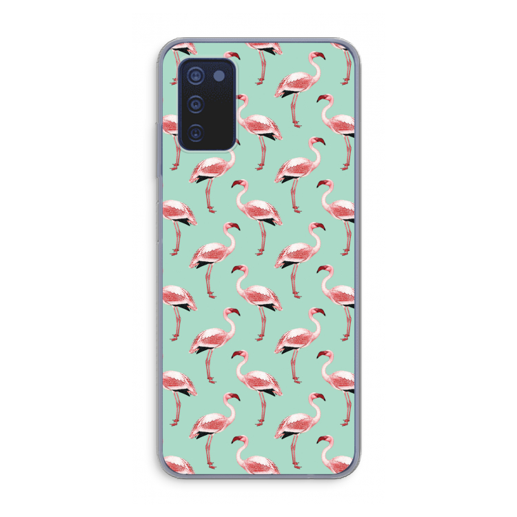 Flamingoprint groen: Samsung Galaxy A03s Transparant Hoesje