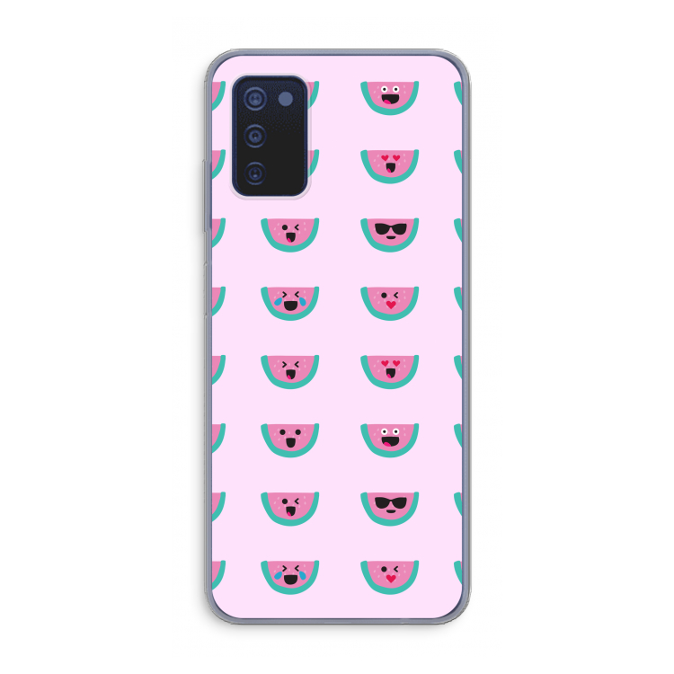 Smiley watermeloenprint: Samsung Galaxy A03s Transparant Hoesje