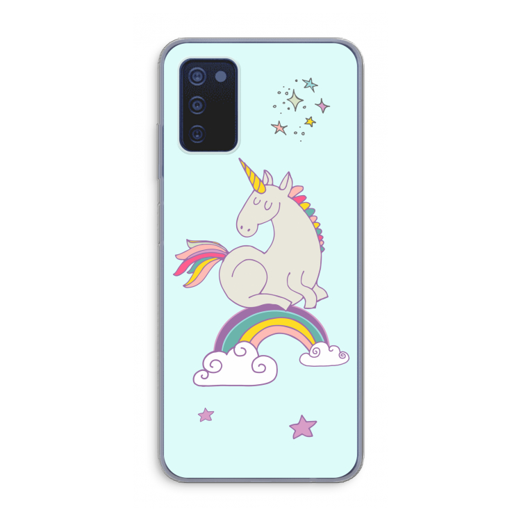 Regenboog eenhoorn: Samsung Galaxy A03s Transparant Hoesje
