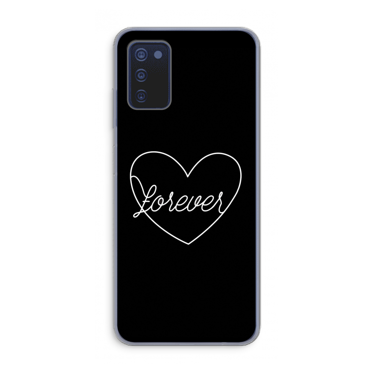 Forever heart black: Samsung Galaxy A03s Transparant Hoesje
