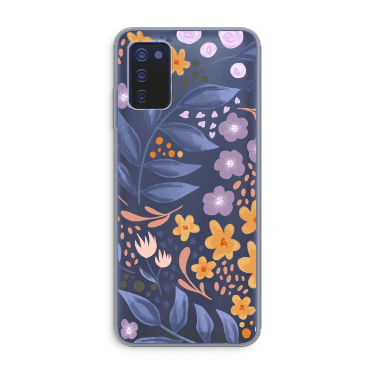 Flowers with blue leaves: Samsung Galaxy A03s Transparant Hoesje