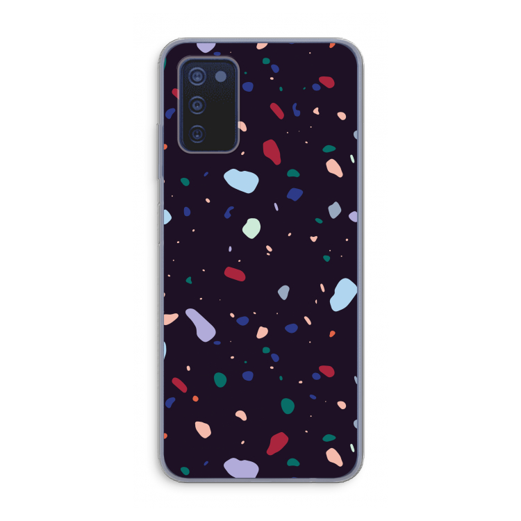 Dark Rounded Terrazzo: Samsung Galaxy A03s Transparant Hoesje