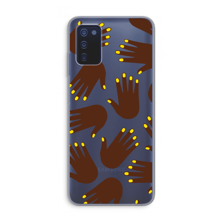 Hands dark: Samsung Galaxy A03s Transparant Hoesje
