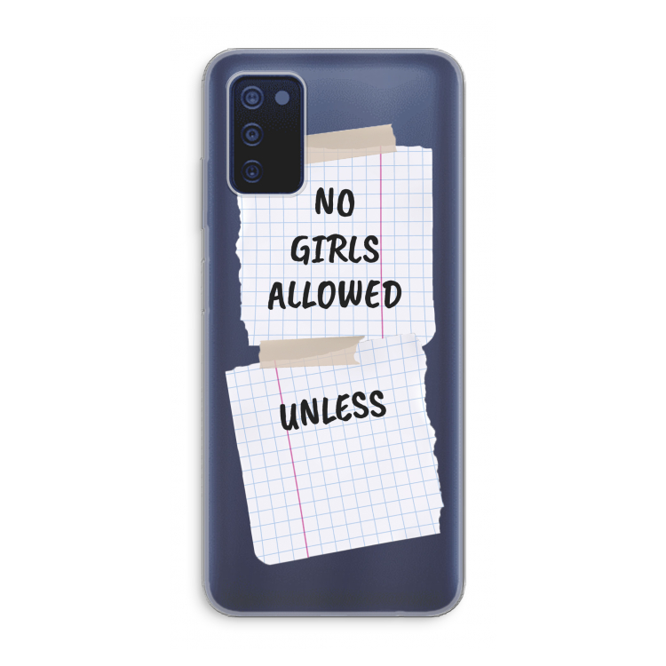 No Girls Allowed Unless: Samsung Galaxy A03s Transparant Hoesje