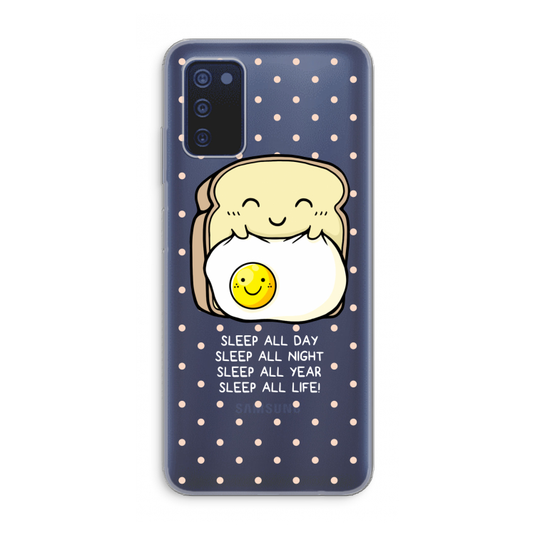 Sleep All Day: Samsung Galaxy A03s Transparant Hoesje