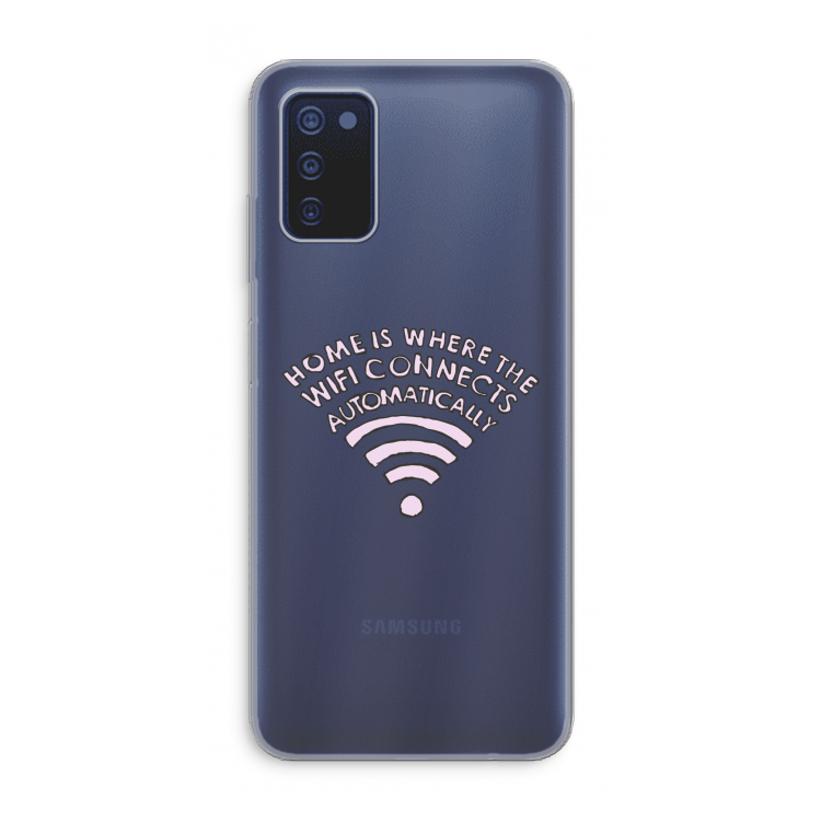 Home Is Where The Wifi Is: Samsung Galaxy A03s Transparant Hoesje