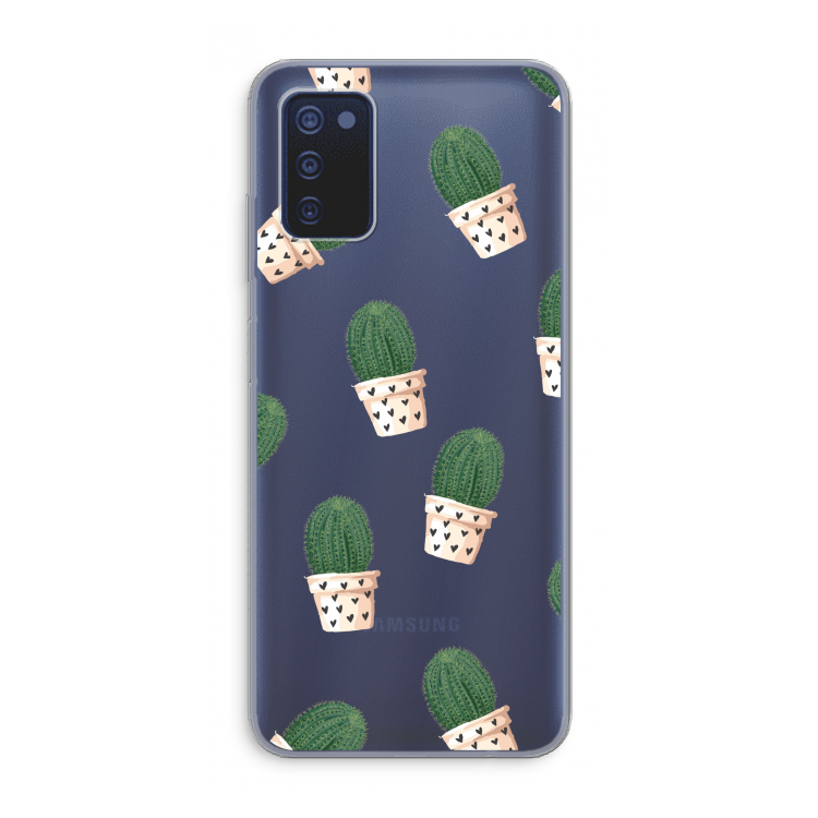 Cactusprint roze: Samsung Galaxy A03s Transparant Hoesje