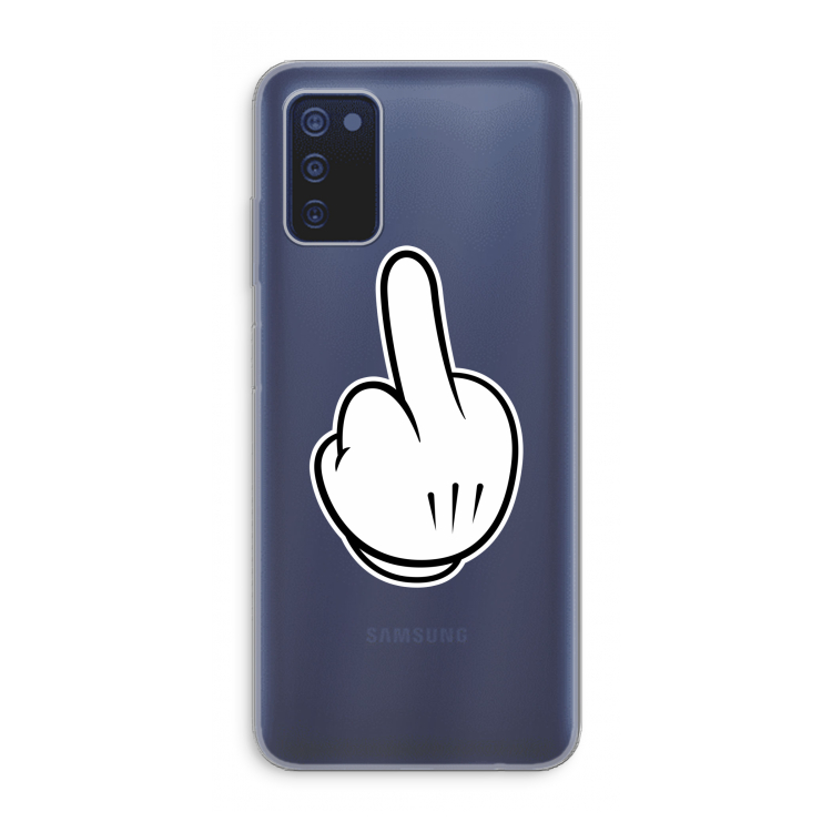 Middle finger black: Samsung Galaxy A03s Transparant Hoesje