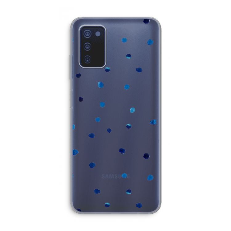 Blauwe stippen: Samsung Galaxy A03s Transparant Hoesje