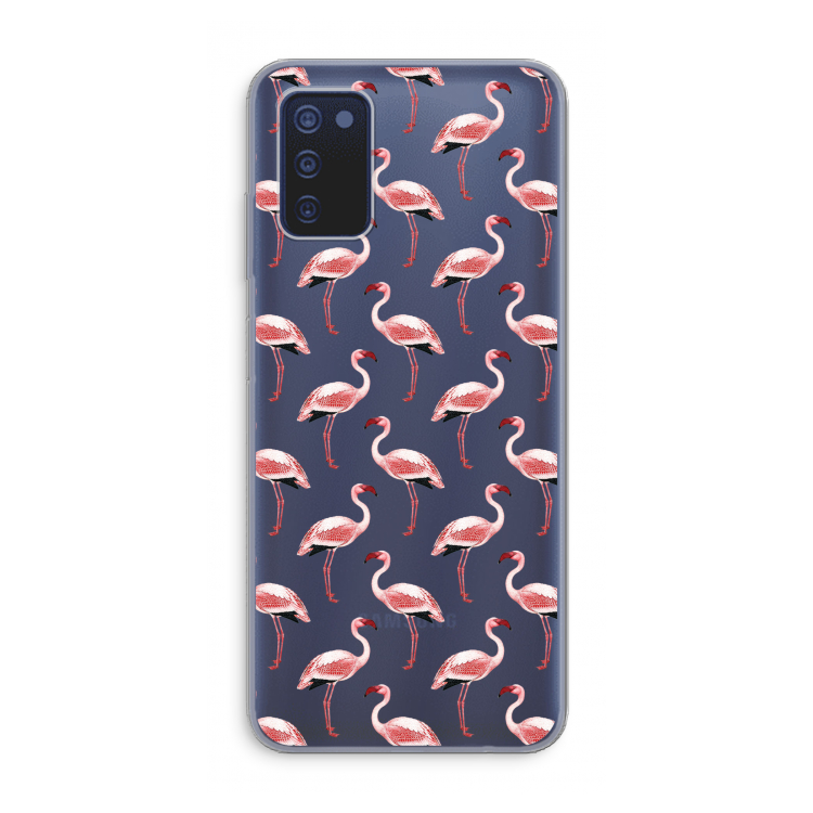 Flamingoprint groen: Samsung Galaxy A03s Transparant Hoesje