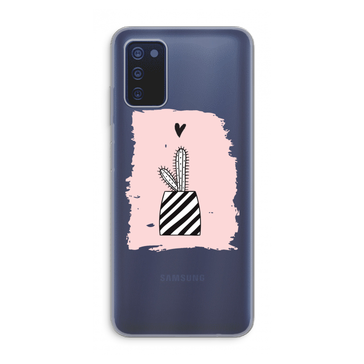 Zwart-wit cactus: Samsung Galaxy A03s Transparant Hoesje