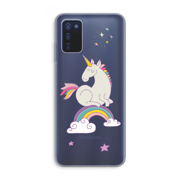 Regenboog eenhoorn: Samsung Galaxy A03s Transparant Hoesje