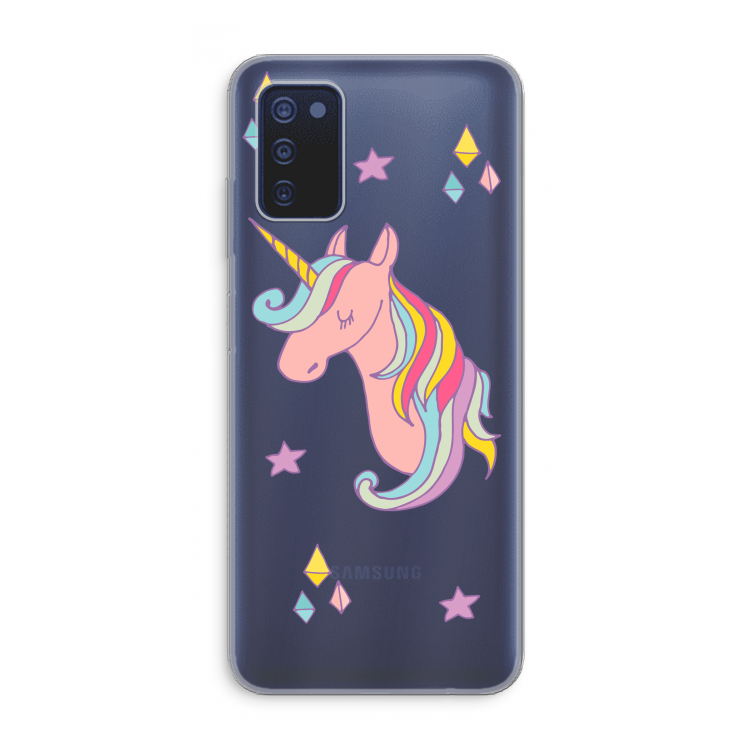 Roze eenhoorn: Samsung Galaxy A03s Transparant Hoesje
