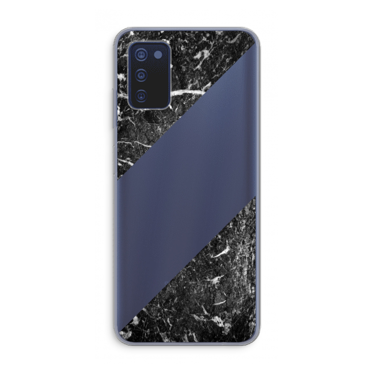 Zwart marmer: Samsung Galaxy A03s Transparant Hoesje