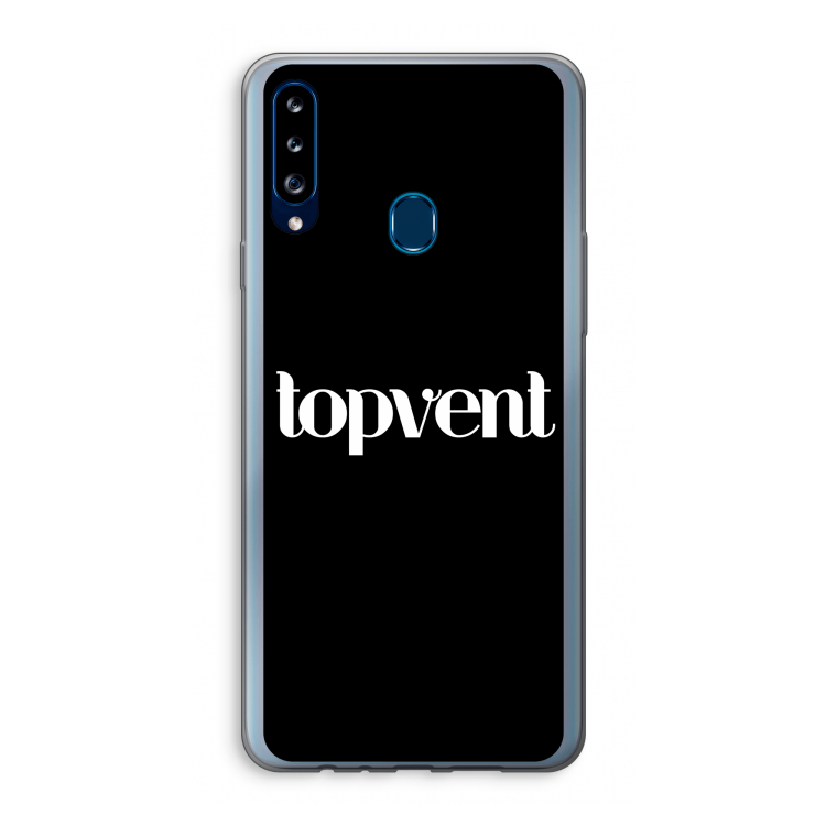 Topvent Zwart: Samsung Galaxy A20s Transparant Hoesje