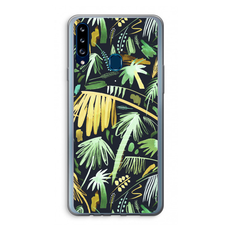 Tropical Palms Dark: Samsung Galaxy A20s Transparant Hoesje