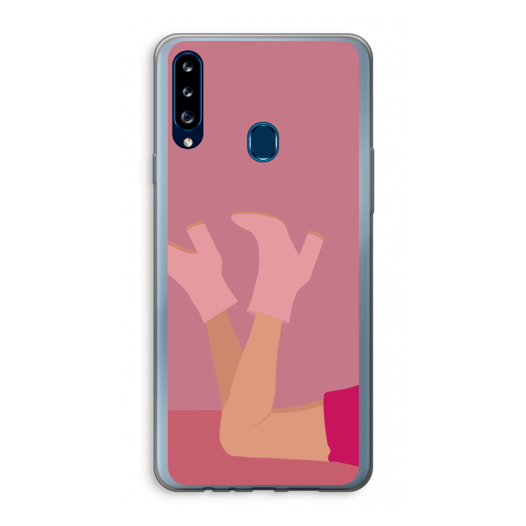 Pink boots: Samsung Galaxy A20s Transparant Hoesje