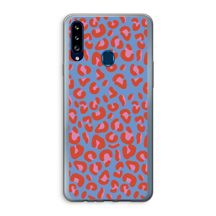 Leopard blue: Samsung Galaxy A20s Transparant Hoesje