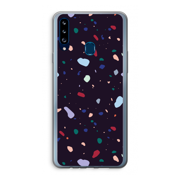 Dark Rounded Terrazzo: Samsung Galaxy A20s Transparant Hoesje