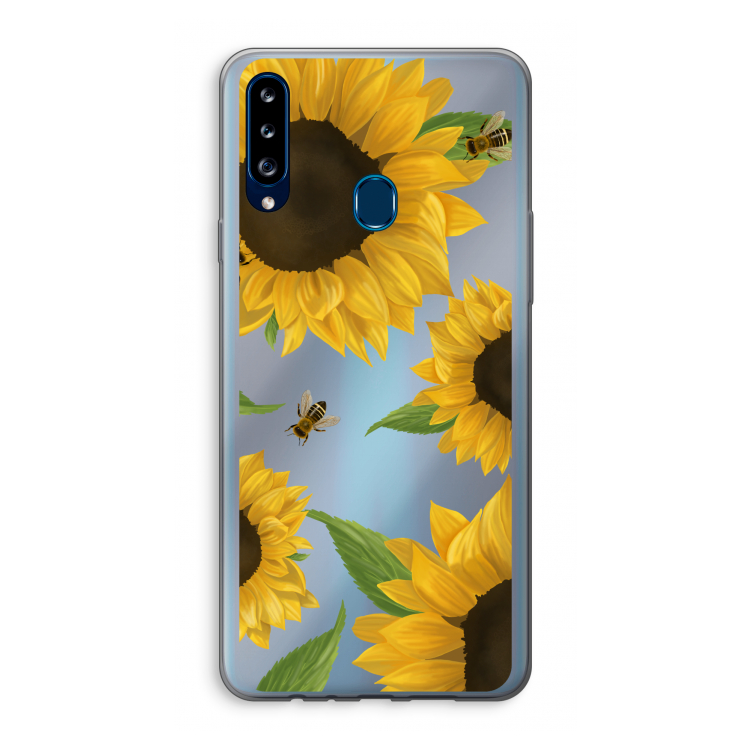Sunflower and bees: Samsung Galaxy A20s Transparant Hoesje