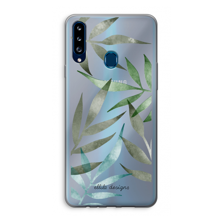 Tropical watercolor leaves: Samsung Galaxy A20s Transparant Hoesje
