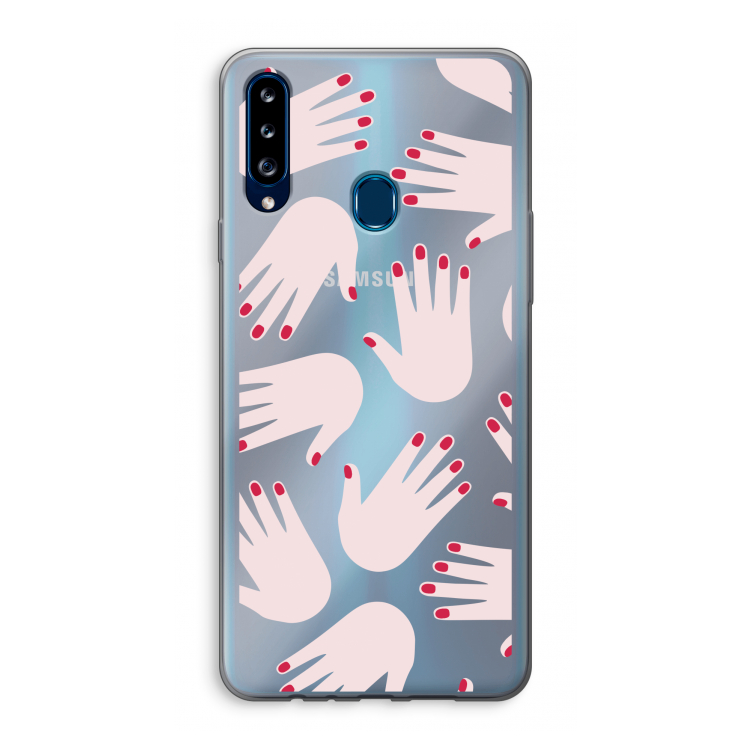 Hands pink: Samsung Galaxy A20s Transparant Hoesje