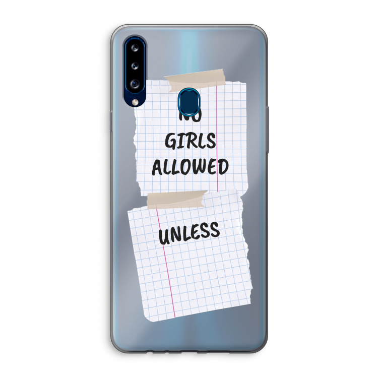 No Girls Allowed Unless: Samsung Galaxy A20s Transparant Hoesje