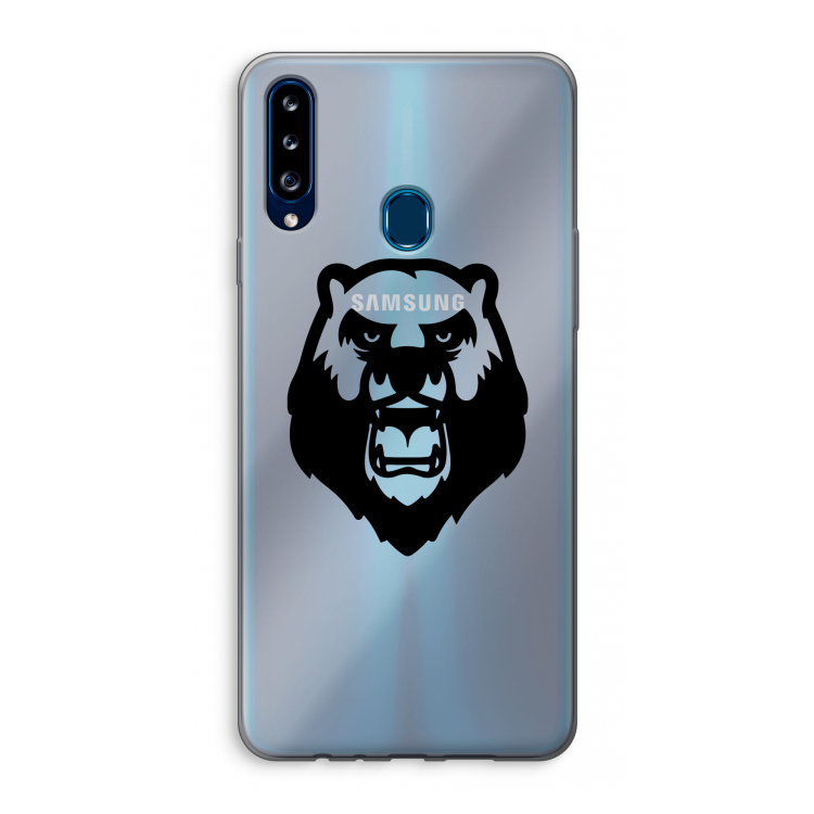 Angry Bear (black): Samsung Galaxy A20s Transparant Hoesje