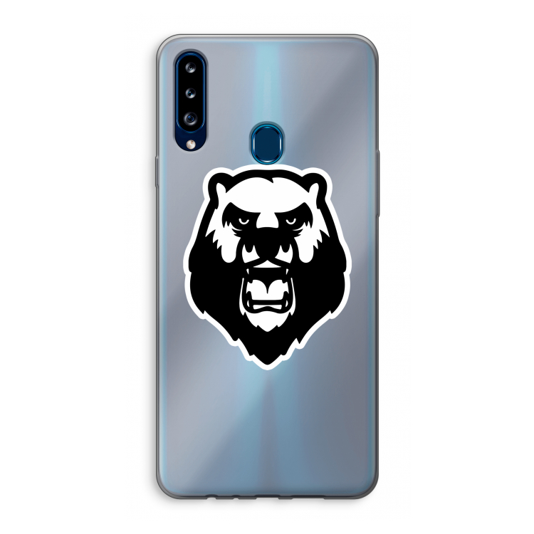 Angry Bear (white): Samsung Galaxy A20s Transparant Hoesje