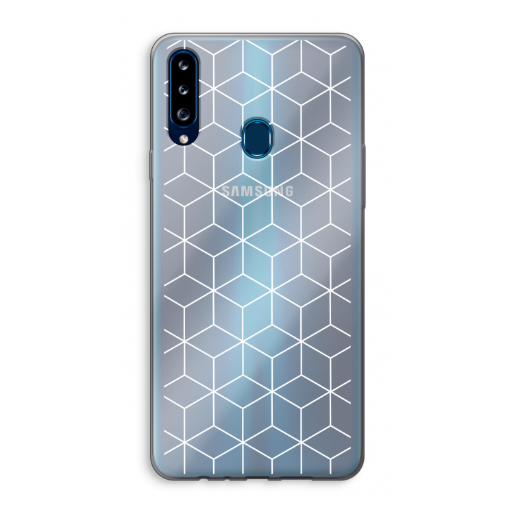 Zwart-witte kubussen: Samsung Galaxy A20s Transparant Hoesje